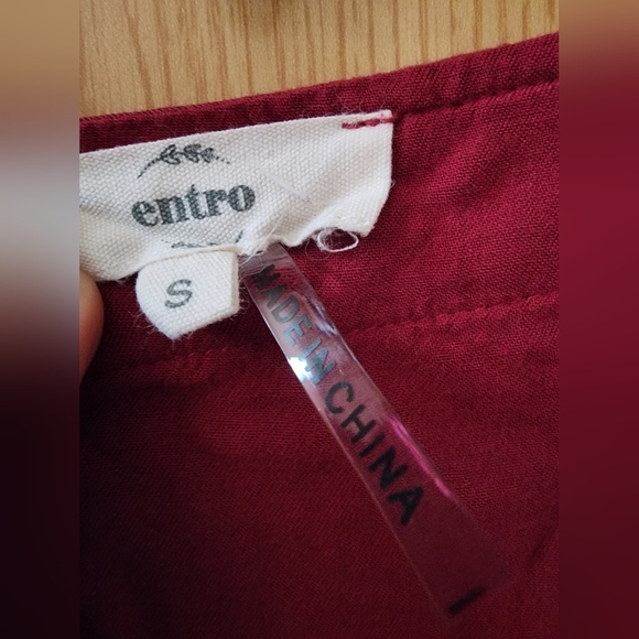 Women's Solid Color V Neck Long Sleeve Shirt with Ruffle Hem - Picture 2 of 5